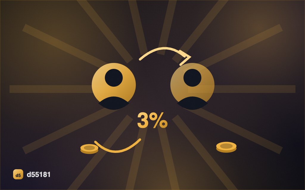หน้าจอโปรแกรมแนะนำเพื่อนของ d55181 พร้อมลิงก์และยอดค่าคอมมิชชั่น 3%